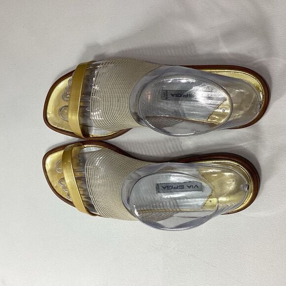 Via Spiga Yellow White Sheer Open Toe Summer Sandal Shoes - Picture 8 of 14